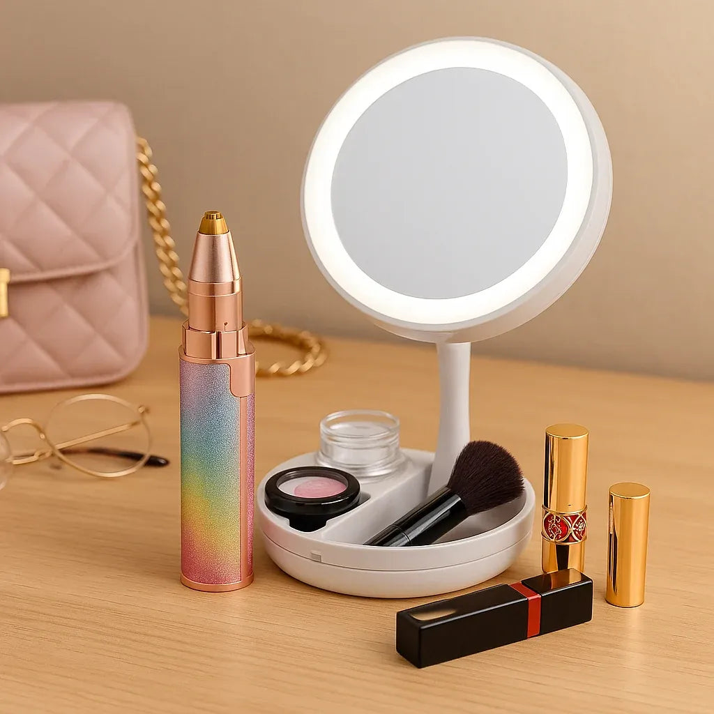 Kit Zentra Beauty Studio™ (Depilador Facial 2 en 1 + Espejo con Luz LED 10X)