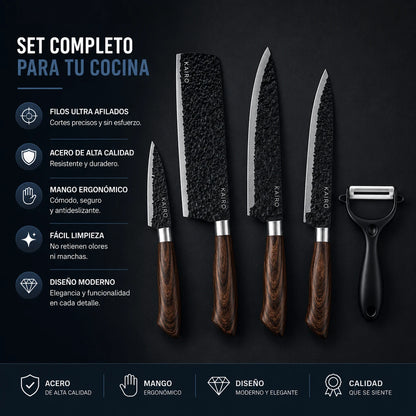 Set x6 de Cuchillos y Hacha Premium