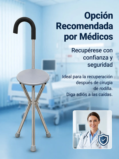 Bastón-Asiento Silfab - Soporte para caminar y descanso instantáneo en un solo movimiento.