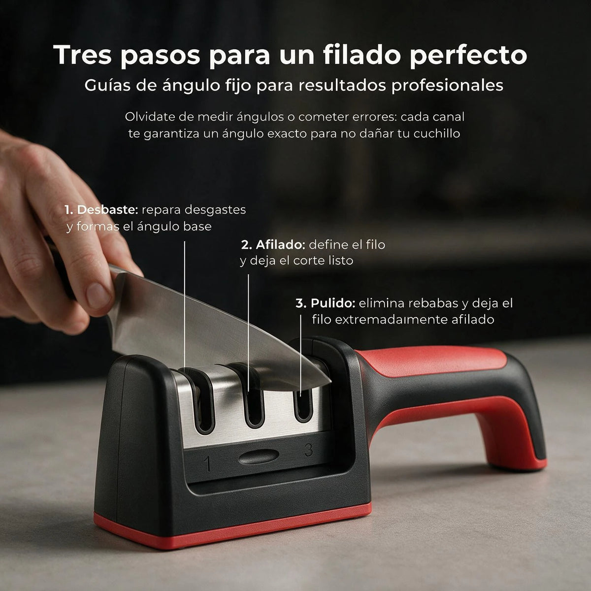 Kairo™ | Afilador de Cuchillos de 3 Etapas